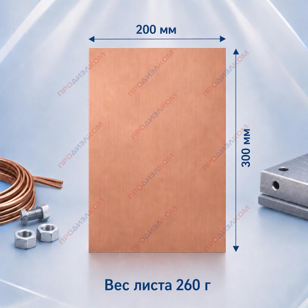 Лист меди М1 0.5 х 200 х 300 мм ( твердый )