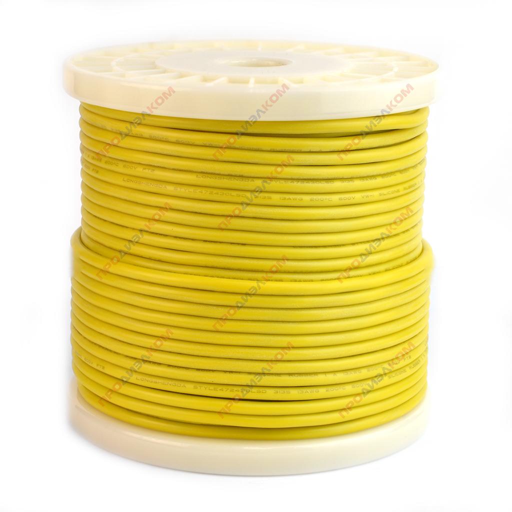 Провод гибкий медный луженый  AWG 14 (2,08 мм кв) желтый 50 м