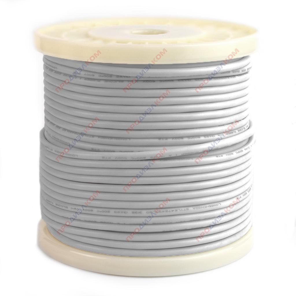 Провод гибкий медный луженый  AWG 14 (2,08 мм кв) серый 50  м