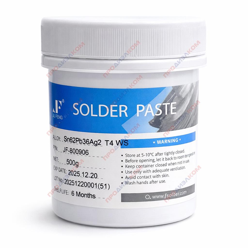 Паяльная паста JF-800906 Sn62Pb36Ag2 T4 WS (водоотмывочный) 500 г