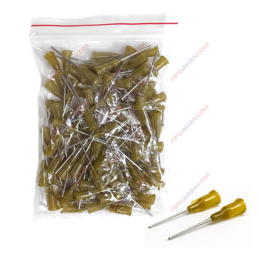 Иглы прямые удлиненные 100 шт 17g (болотный) 1,48/1,1 мм