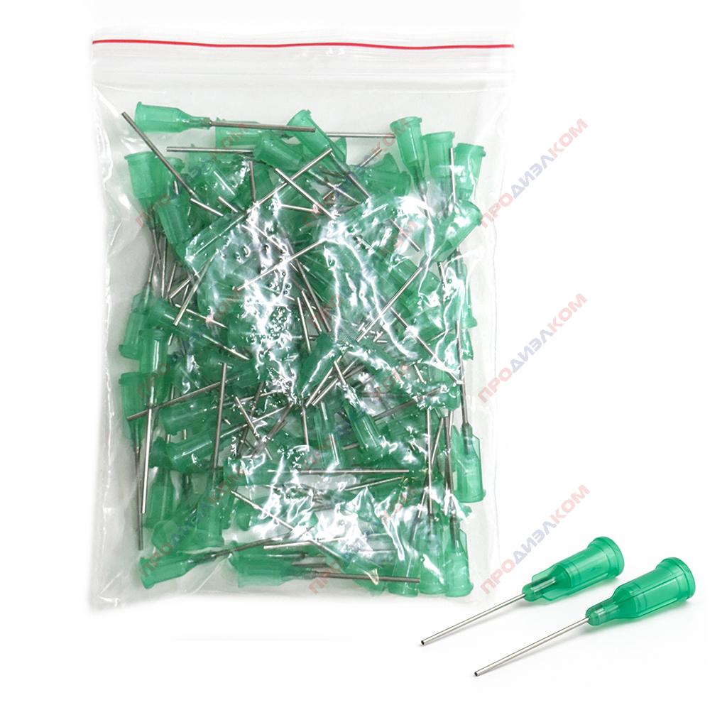 Иглы прямые удлиненные 100 шт 18g (зеленый) 1,27/0,84 мм