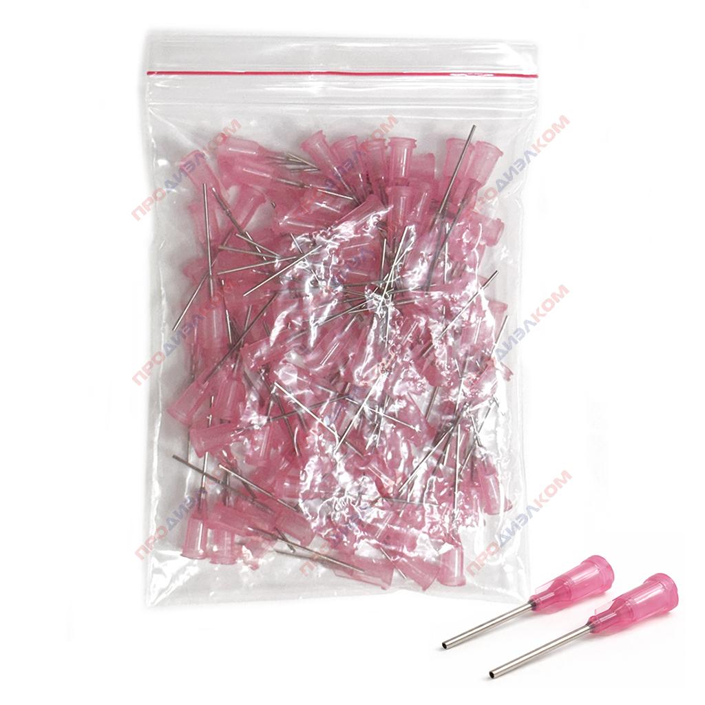 Иглы прямые удлиненные 100 шт 20g (розовый) 0,91/0,6 мм