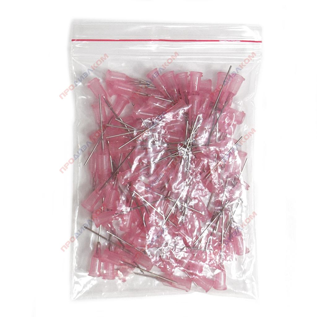 Иглы прямые удлиненные 100 шт 20g (розовый) 0,91/0,6 мм