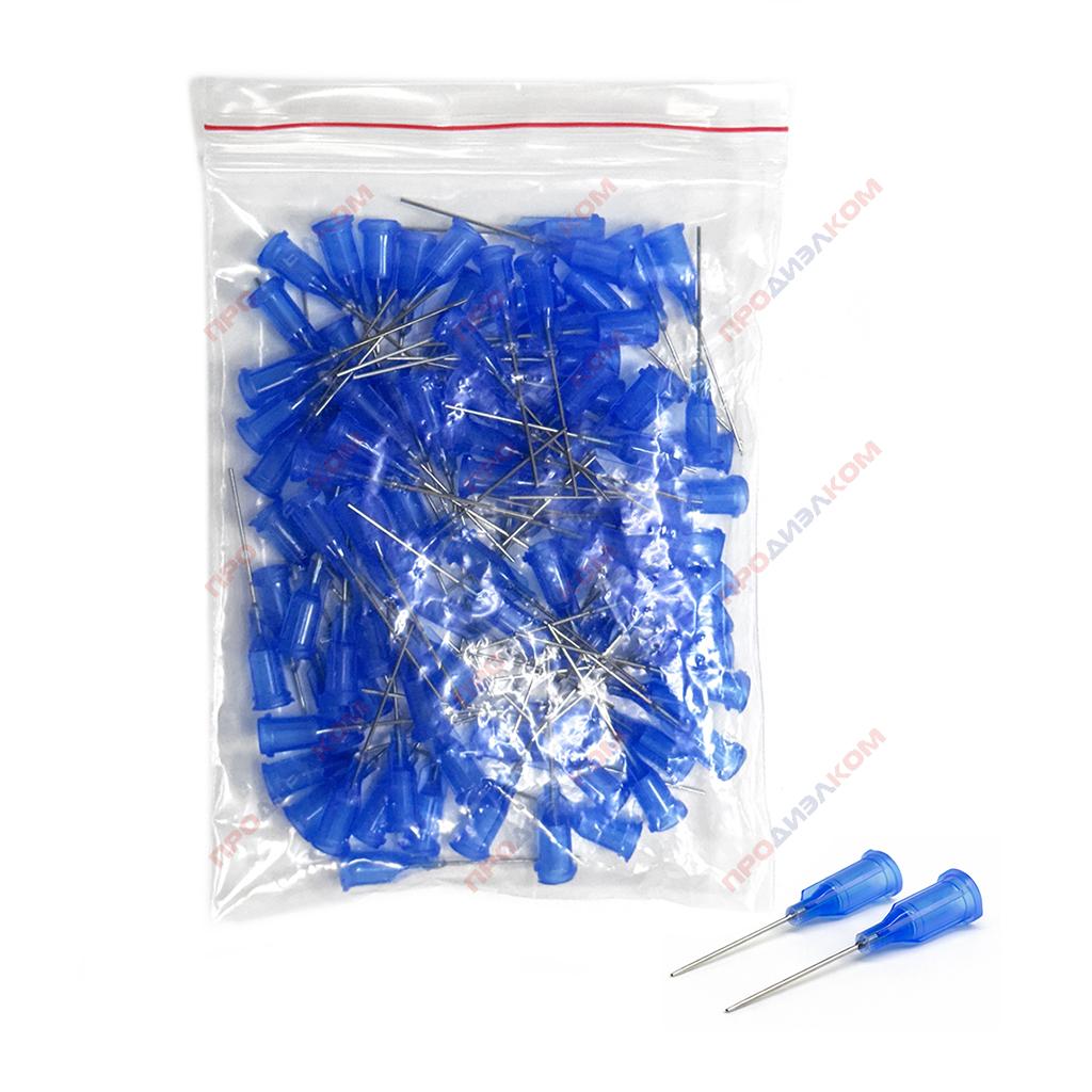 Иглы прямые удлиненные 100 шт 22g (синий) 0,71/0,41 мм