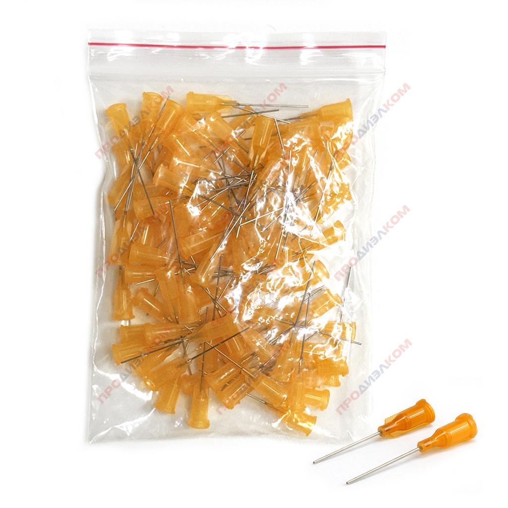 Иглы прямые удлиненные 100 шт 23g (оранжевый) 0,64/0,33 мм