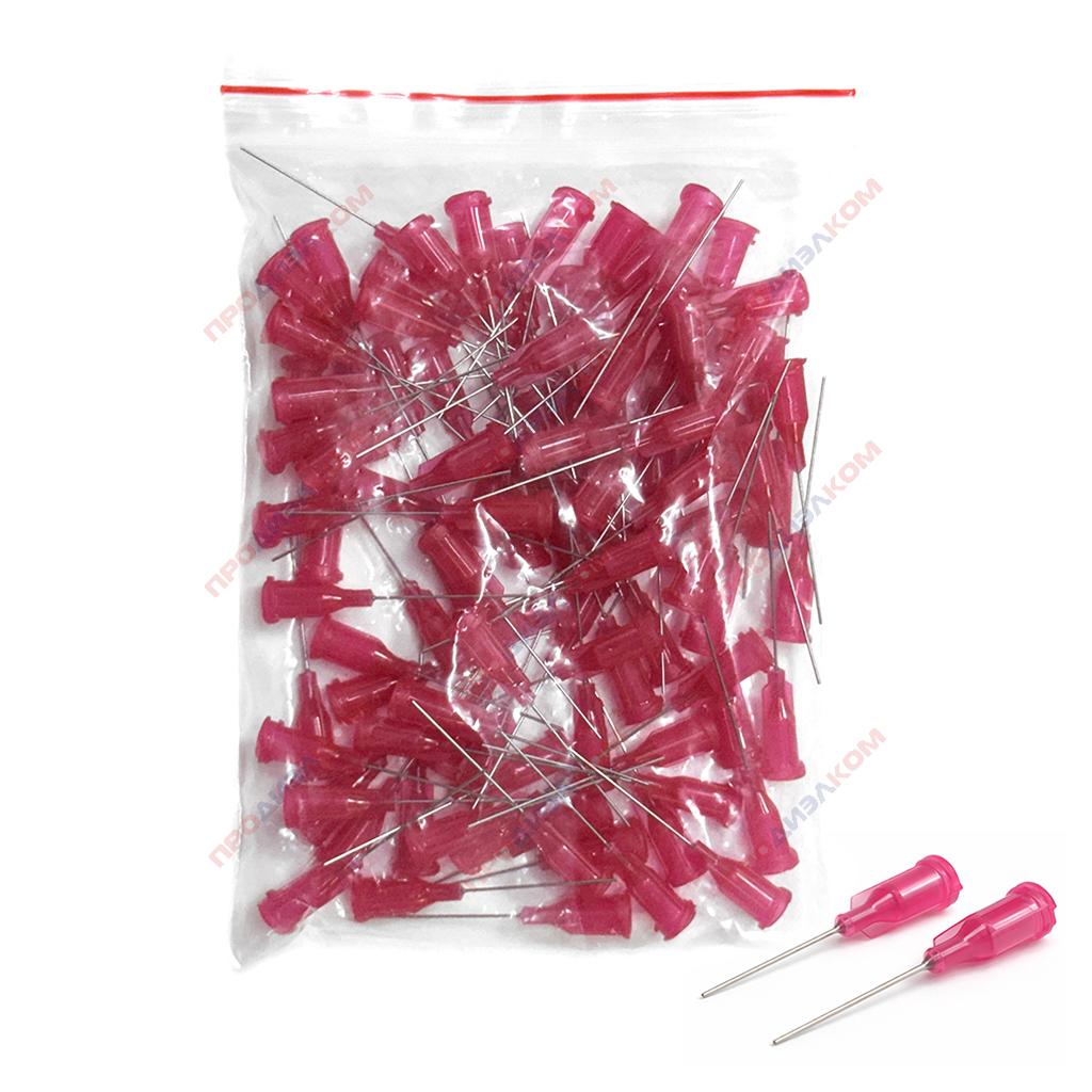 Иглы прямые удлиненные 100 шт 25g (малиновый) 0,51/0,26 мм