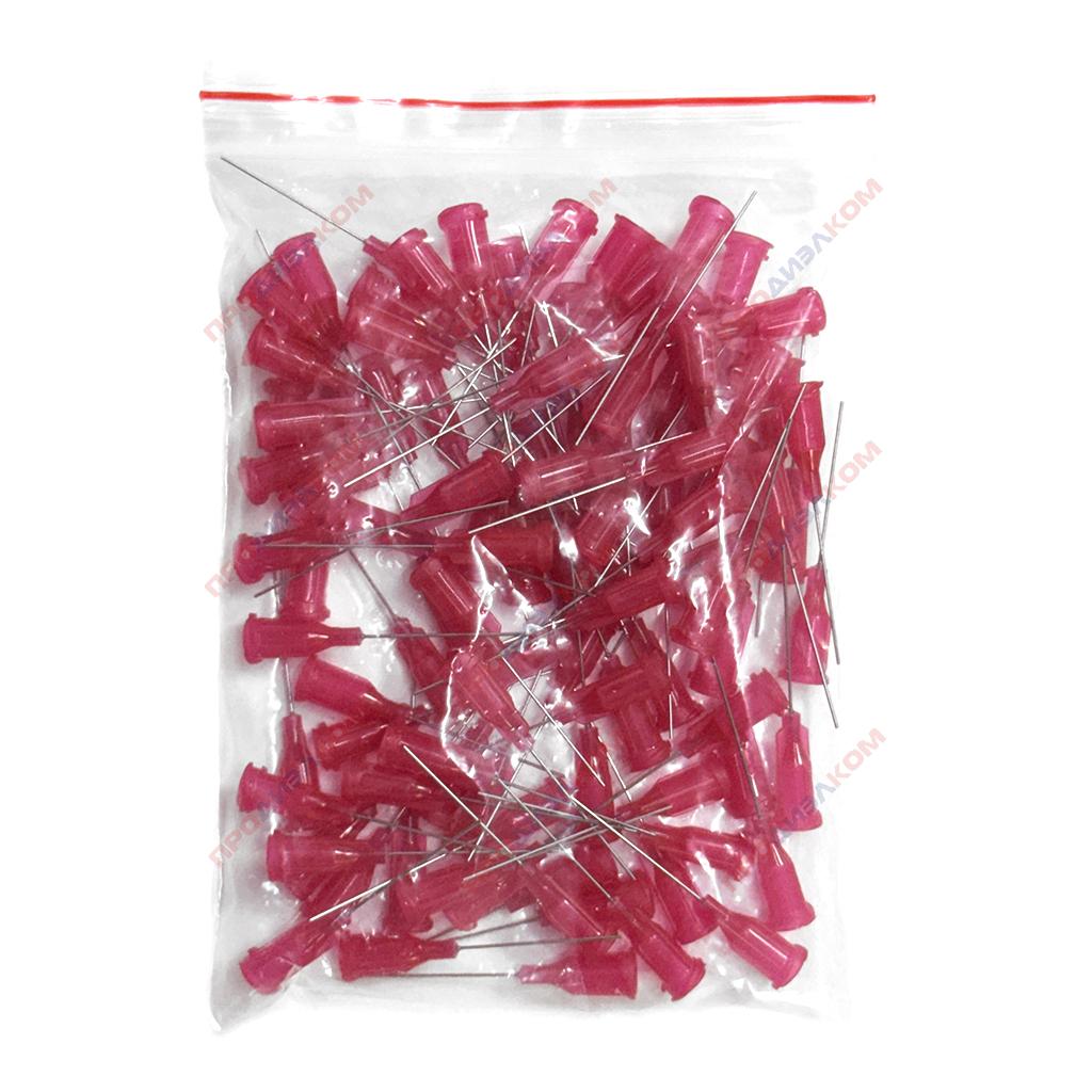 Иглы прямые удлиненные 100 шт 25g (малиновый) 0,51/0,26 мм
