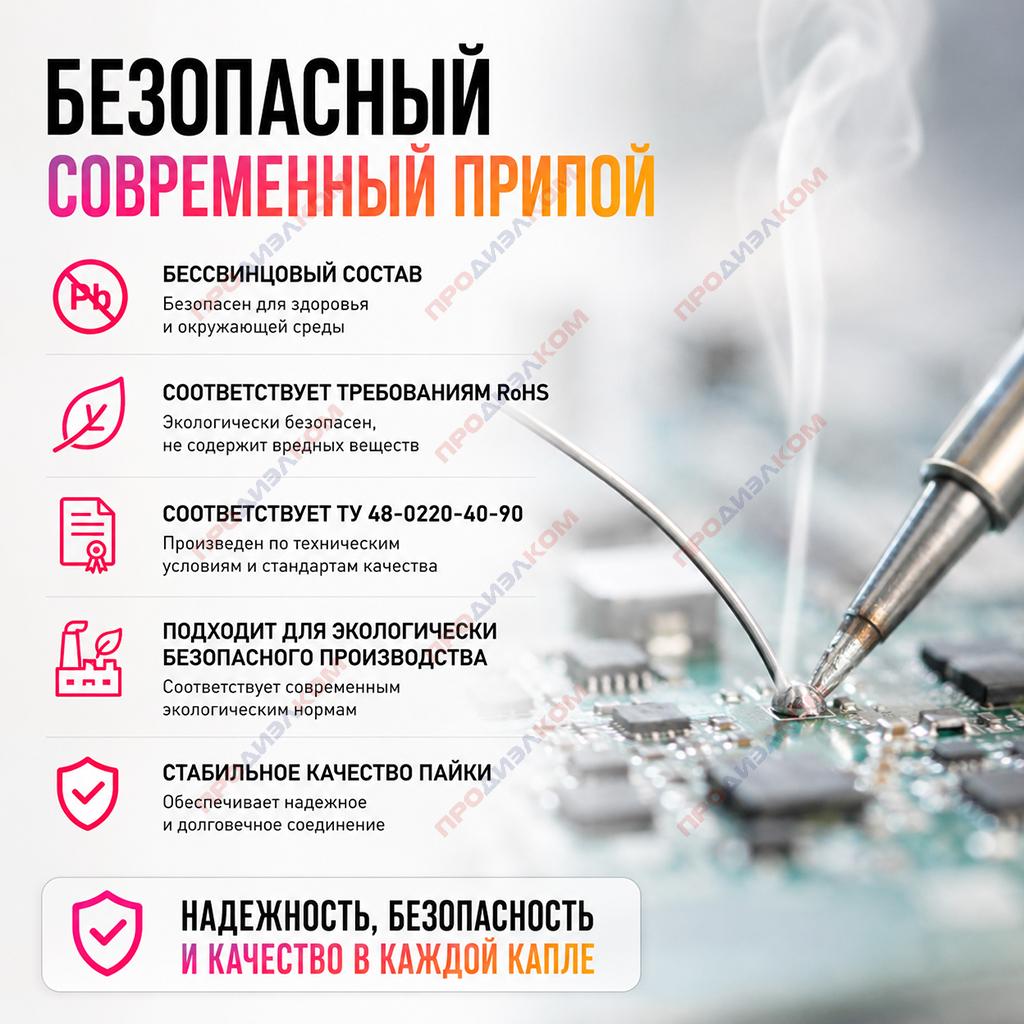 Припой бессвинцовый с висмутом ПОВи-0,5 1,0 мм 15 г
