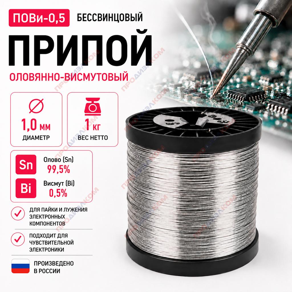 Припой бессвинцовый с висмутом ПОВи-0,5 1,0 мм 1 кг