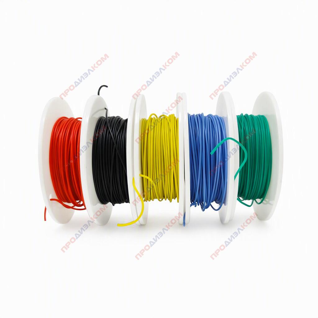 Набор проводов в силиконе 24 AWG/0,05 мм.кв. (5 цв. х 10 м = 50 м)