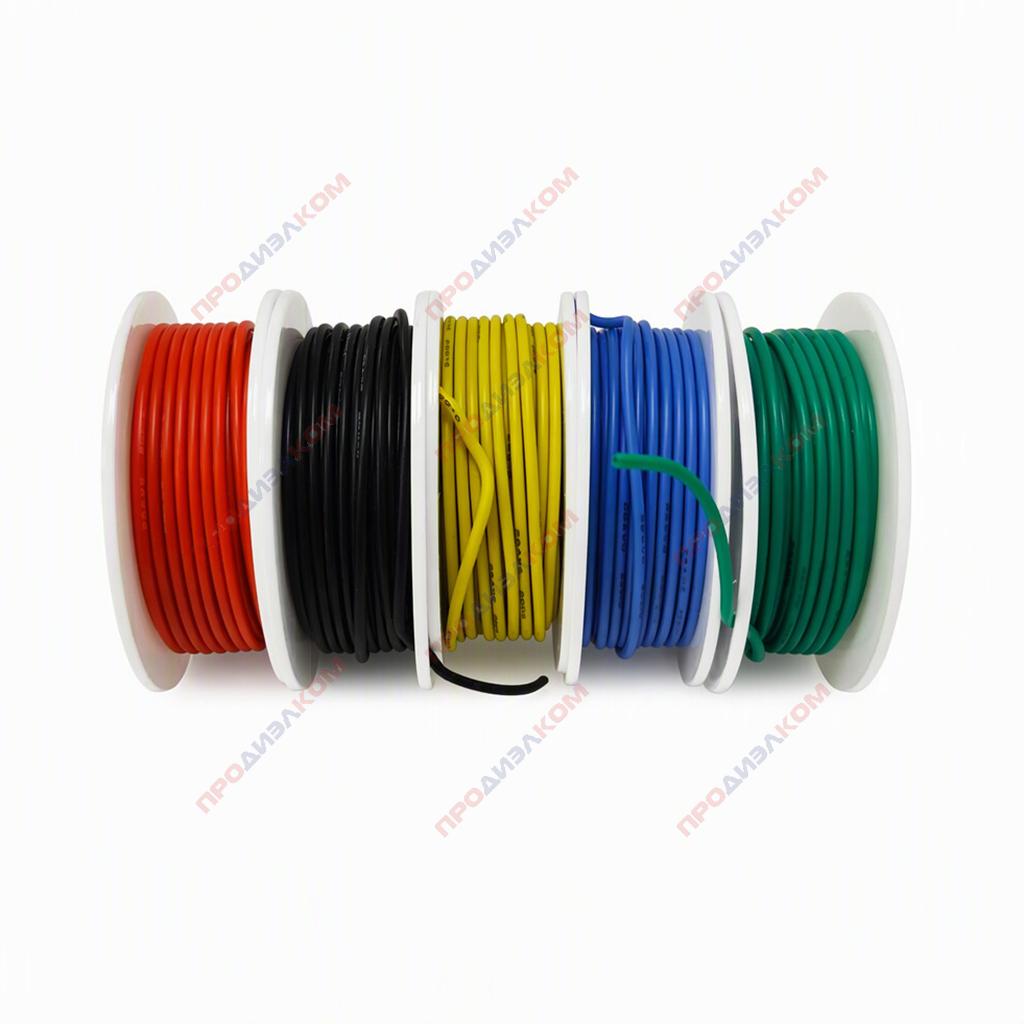 Набор проводов в силиконе 22 AWG/0,35 мм.кв. (5 цв. х 10 м = 50 м)